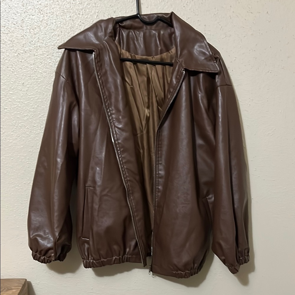Unisex Brown Leather Jacket